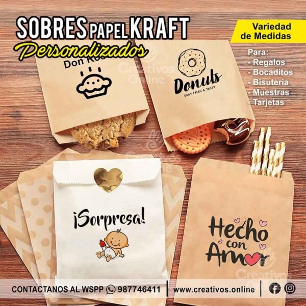 Sobres Personalizados papel Kraft para empaque