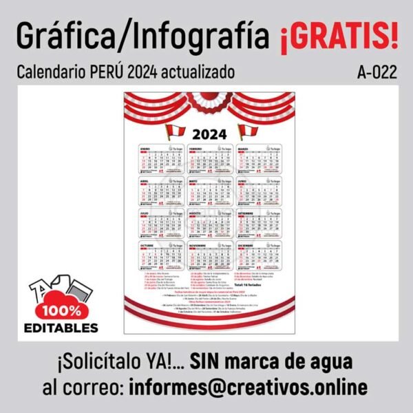 Calendario Perú 2024 actualizado GRATIS