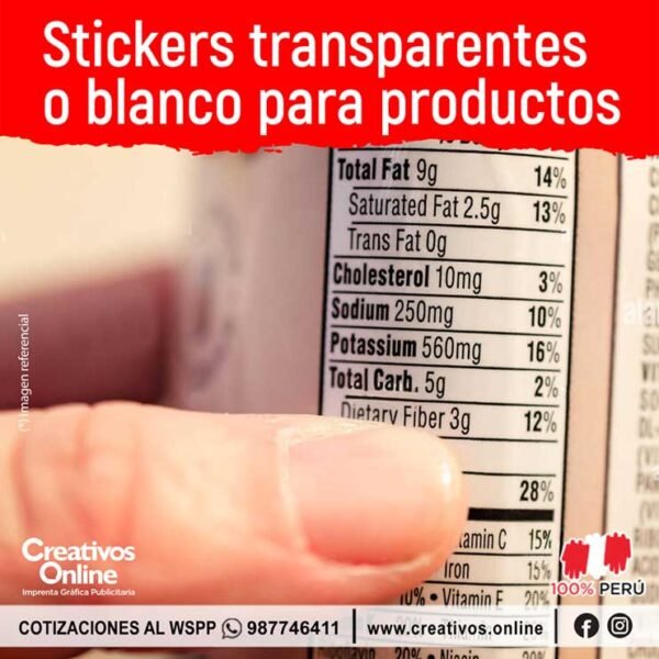 Etiquetas transparentes datos para envases