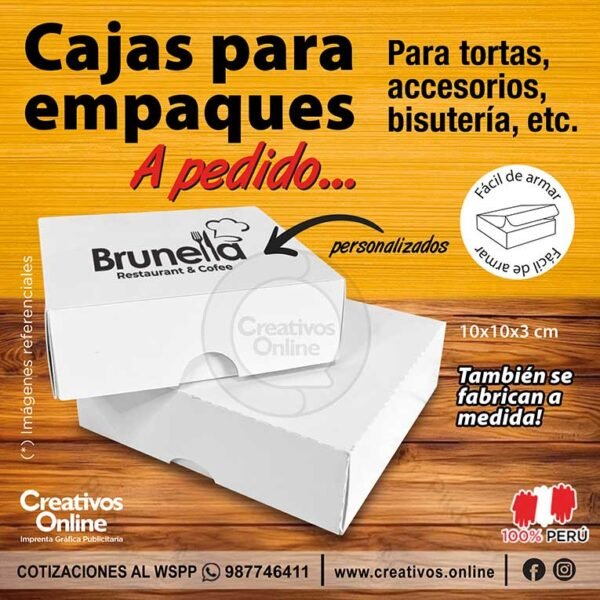 Cajas para porción de torta con impresion de logo